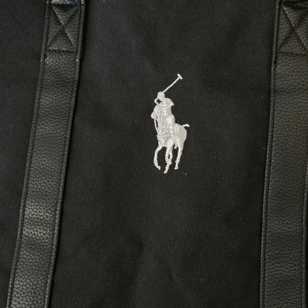 Ralph Lauren Black Duffle Bag w/ Silver Polo Horse Logo Gym/ Travel /Work (NWOT) - Picture 5 of 11